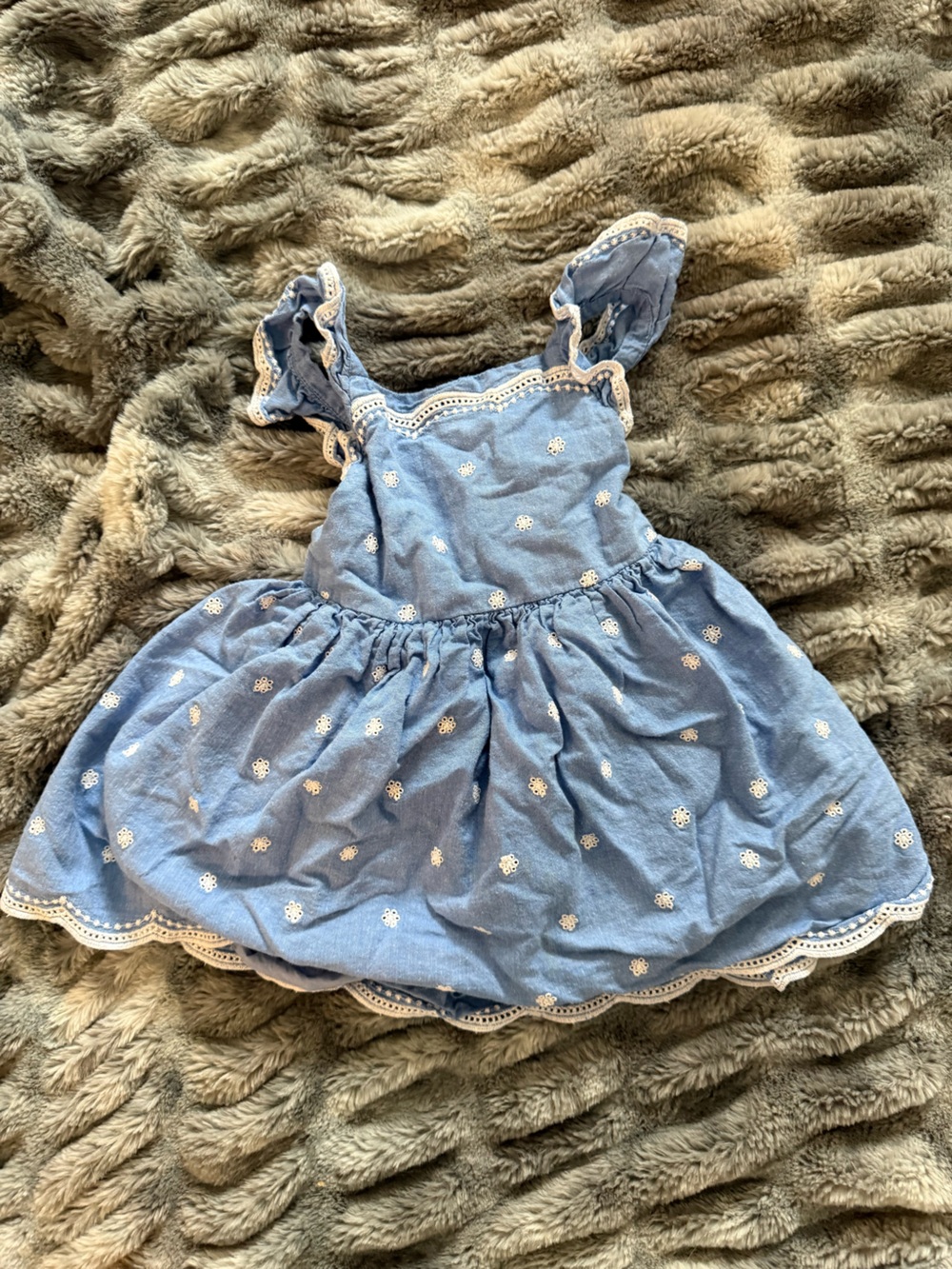 Cat & Jack Blue Eyelet Sundress with White Trim